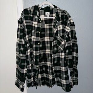 H&M Dark Green and White Checkered Shirt